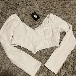 Cute fashion nova white crop top shirt